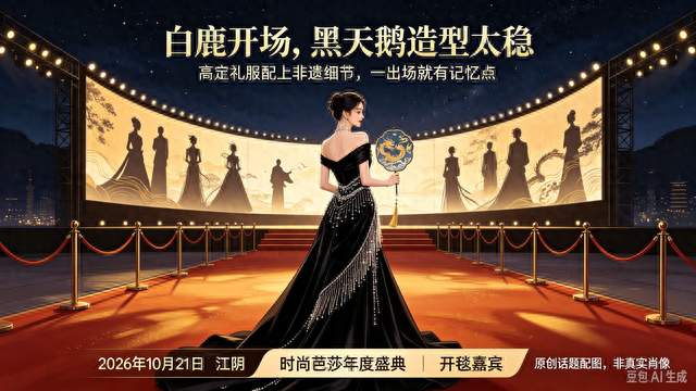 白鹿芭莎开毯！黑天鹅造型太会玩国风