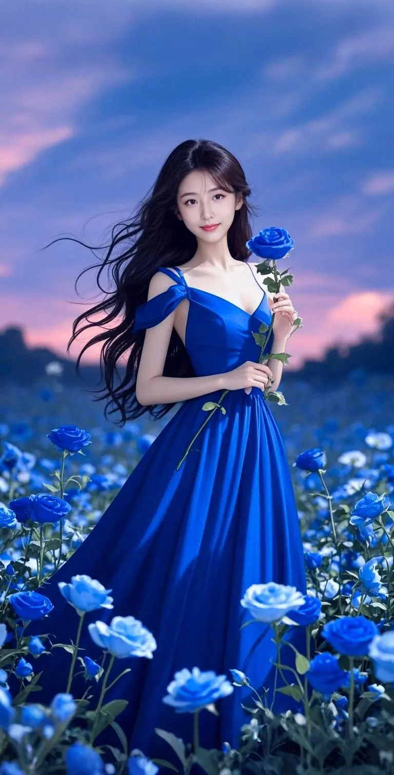 AI扩图 AI蓝纱花影