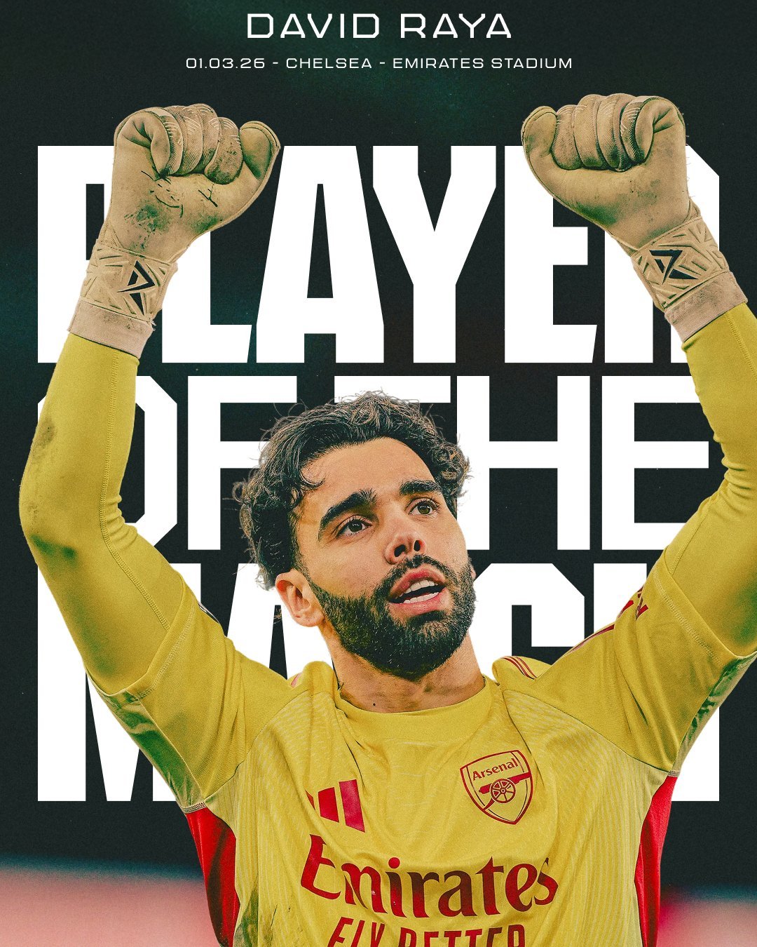 阿森纳官推：拉亚被评为阿森纳vs切尔西 比赛的最佳球员🏆英超联赛 阿森纳