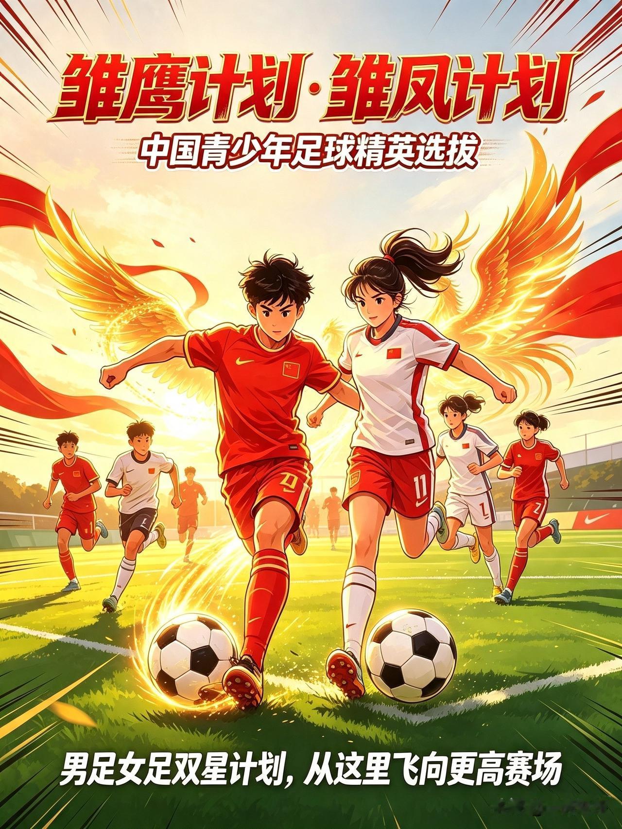【中国足协打造“雏鹰计划”“雏凤计划”】
“雏鹰计划”和“雏凤计划”是什么？
是