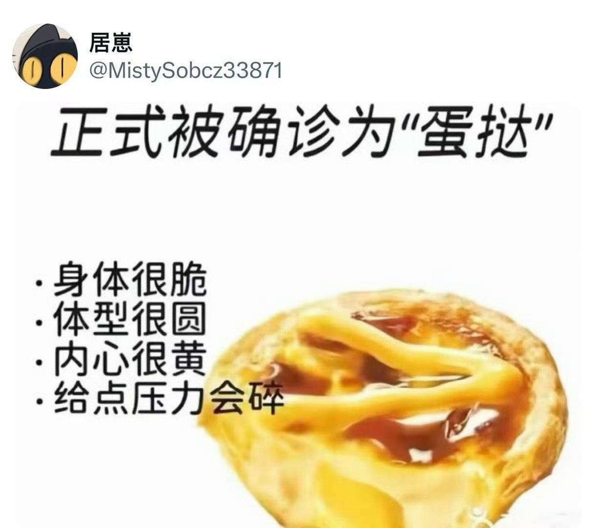 正式被确诊为蛋挞  