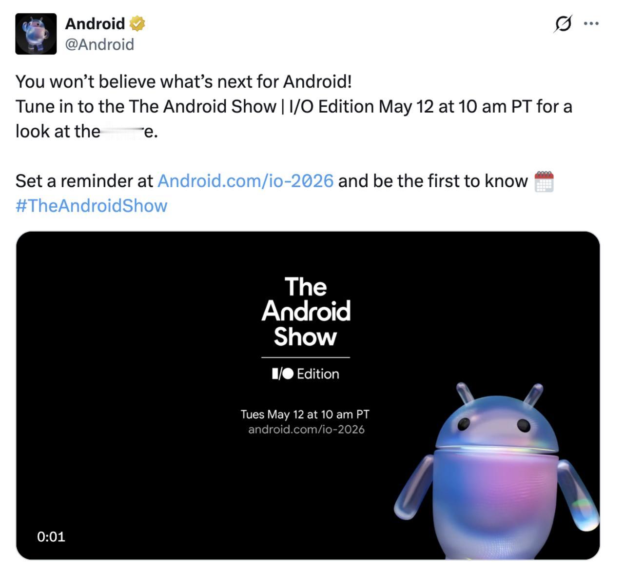 不得不佩服苹果的引领能力，Android 17官宣了，5月12日见。看样子，液态
