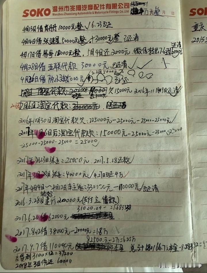 世上哪有那么多天上掉馅饼的事
看看张雪创业的记账本
上面记录着一笔一笔借款，有时