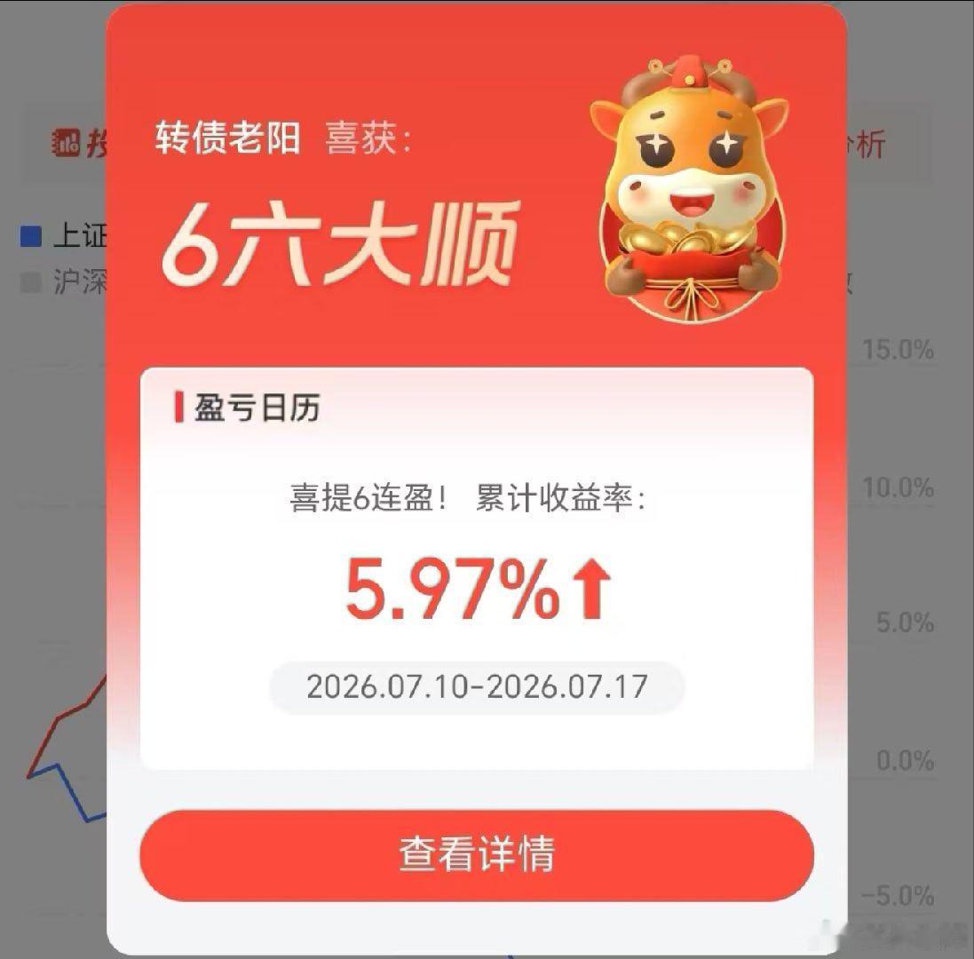 具体是第几次6连阳。我已经记不清楚了！每天都薅一点点，慢就是快，道理很简单，但是