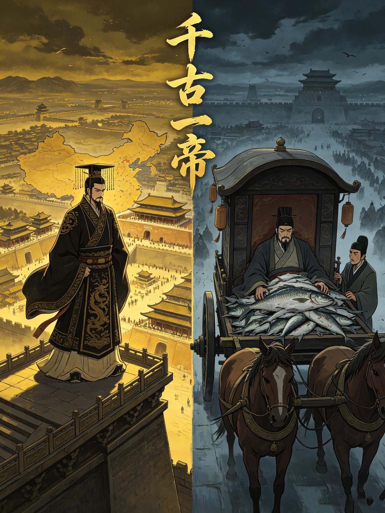 公元前210年，沙丘。一个五十岁的男人死在巡游的路上。尸体用咸鱼盖着，秘不发丧。