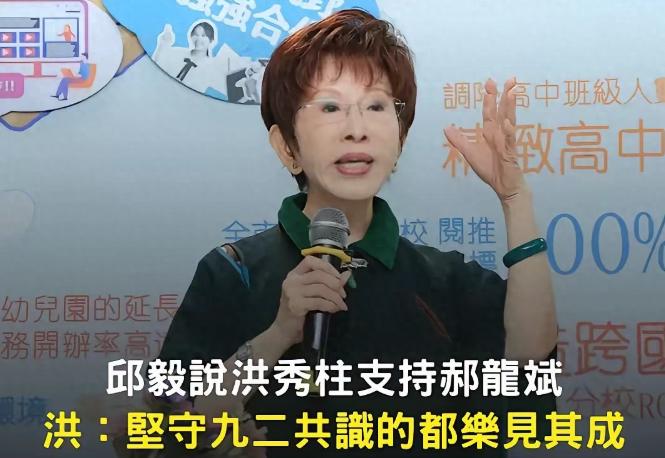 国民党主席选举混战，前民代邱毅爆料称国民党前主席洪秀柱支持候选人郝龙斌，洪秀柱发