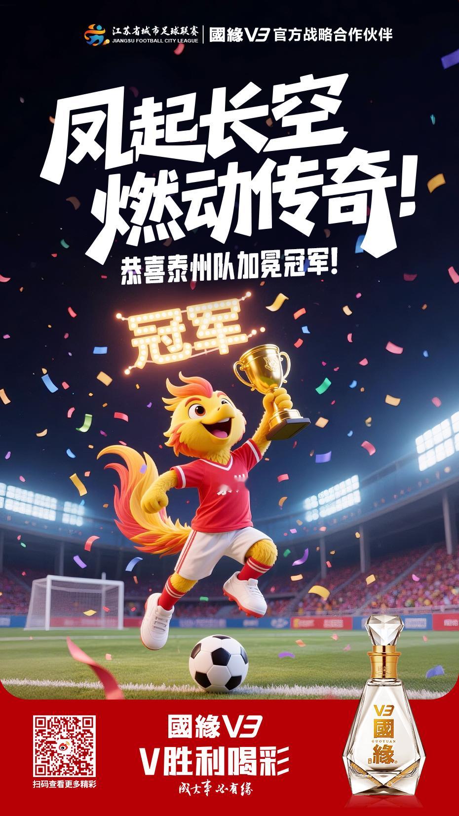 拼搏的汗水汇聚成荣耀的光芒！🏆首届江苏省城市足球联赛 圆满落幕，恭喜泰州队问鼎