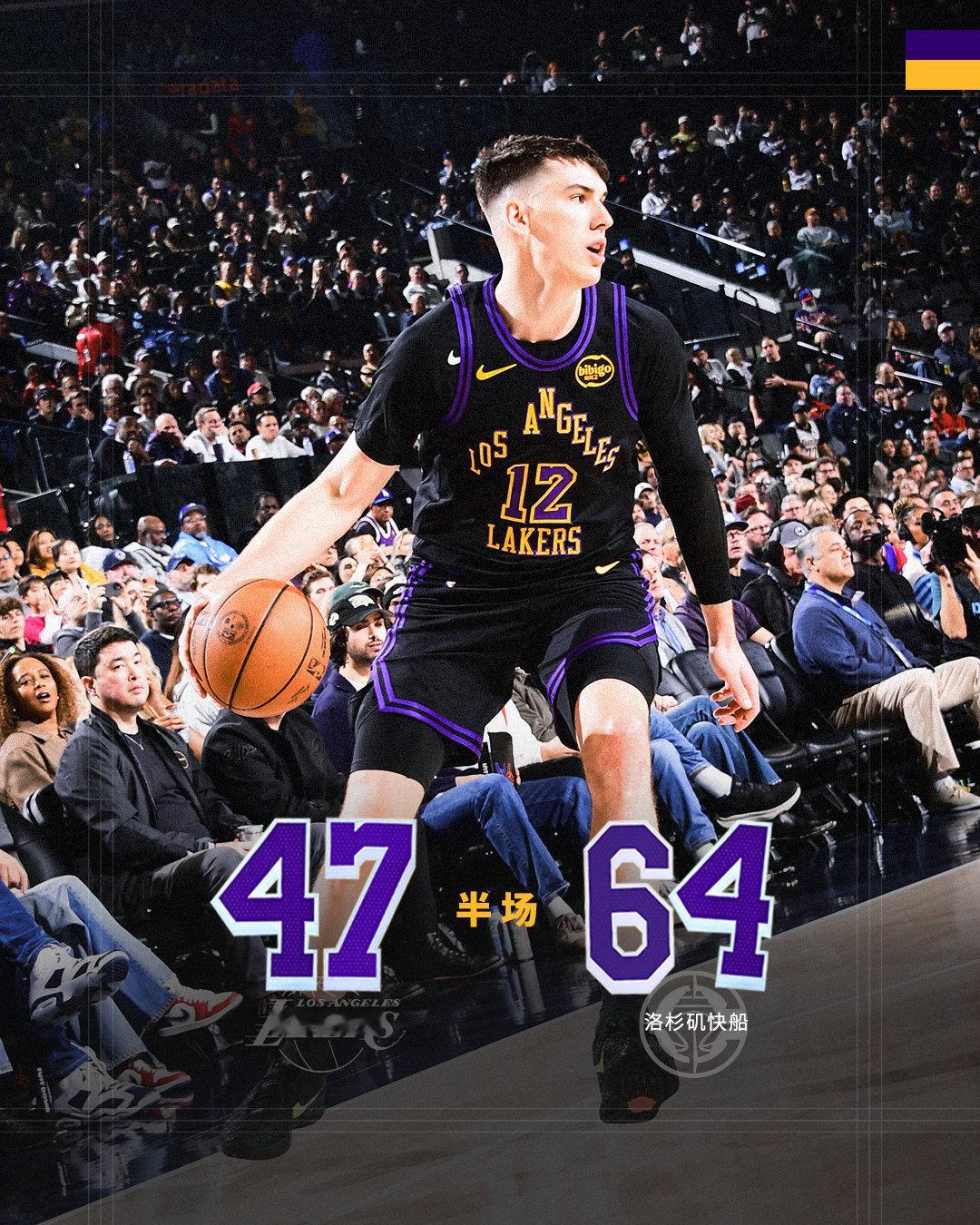 「湖人vs快船 | 半场🔚」湖人4️⃣7️⃣ - 6️⃣4️⃣快船洛城德比 湖