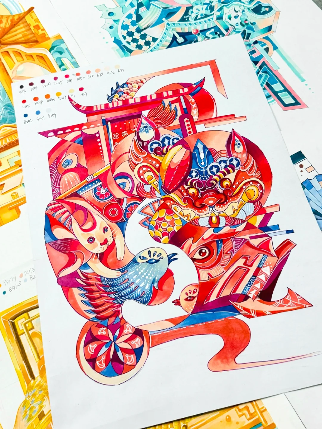 这个配色好喜庆！好红火！