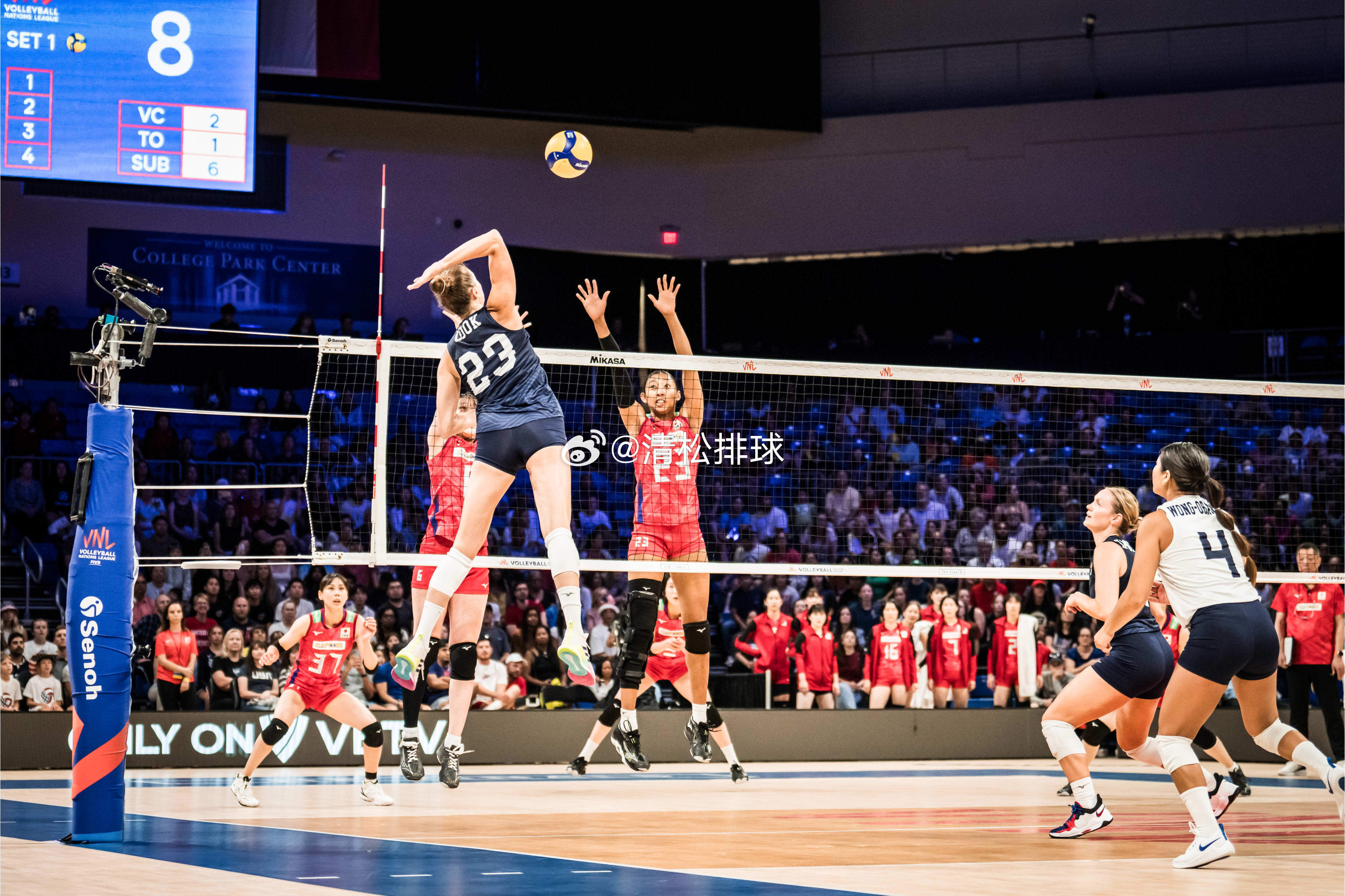 美国女排3-1日本女排除替补上来的弗兰蒂和斯金内尔扣球成功率超过50%，包括日本