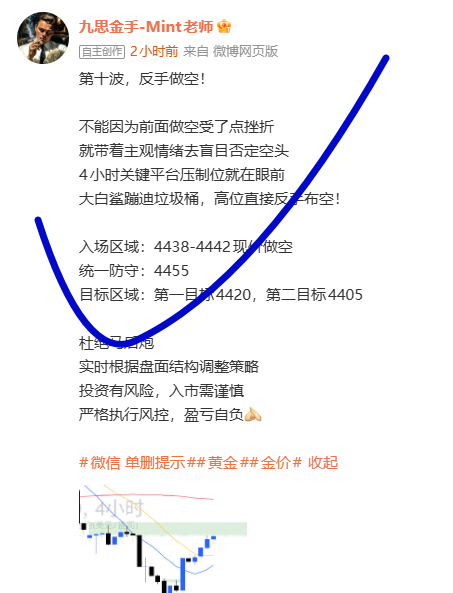 第十波，空单完美止盈落袋！4440高位安排的空单在4426位置顺利止盈单笔拿下1