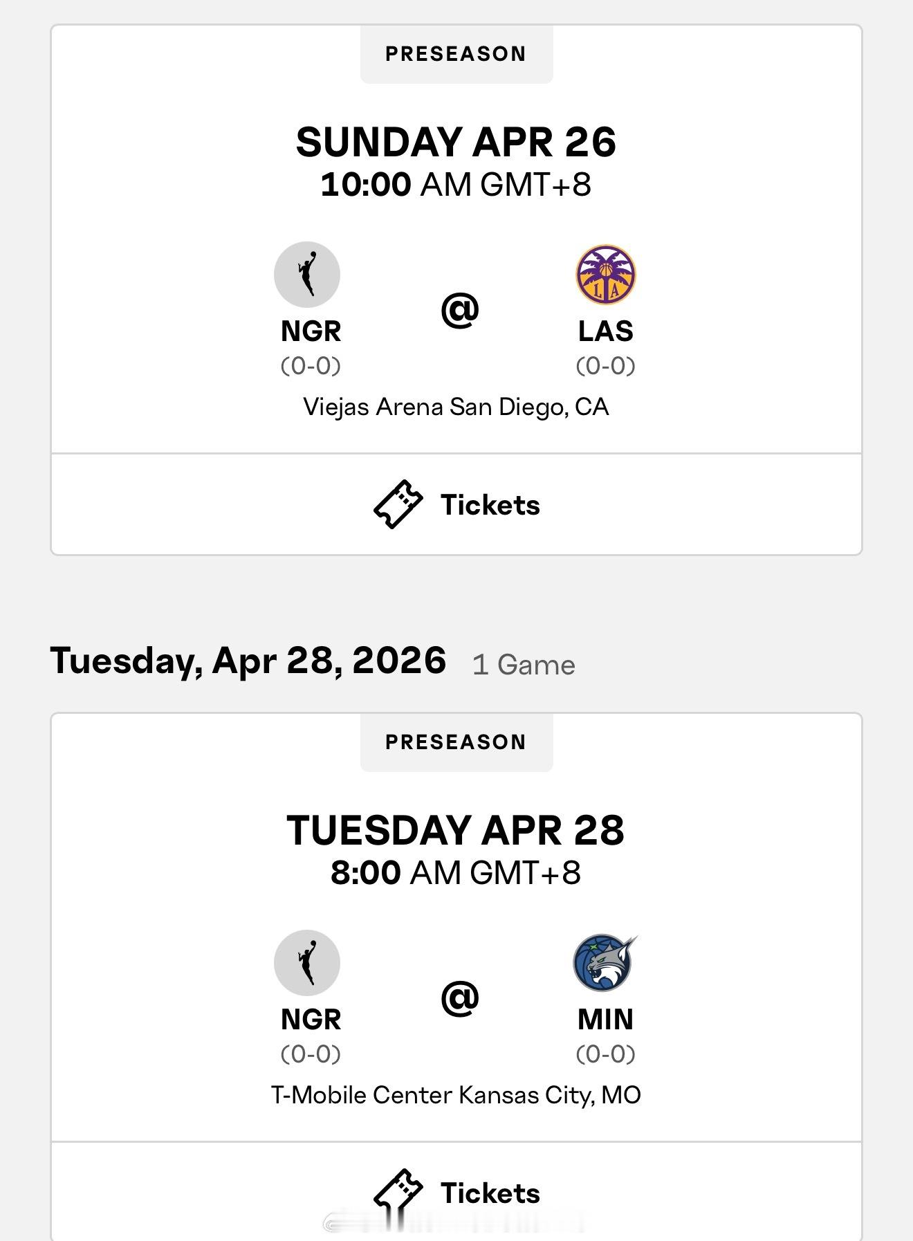 根据WNBA赛历日本女篮国家队和尼日利亚女篮国家队将参与wnba季前赛，尼日利亚