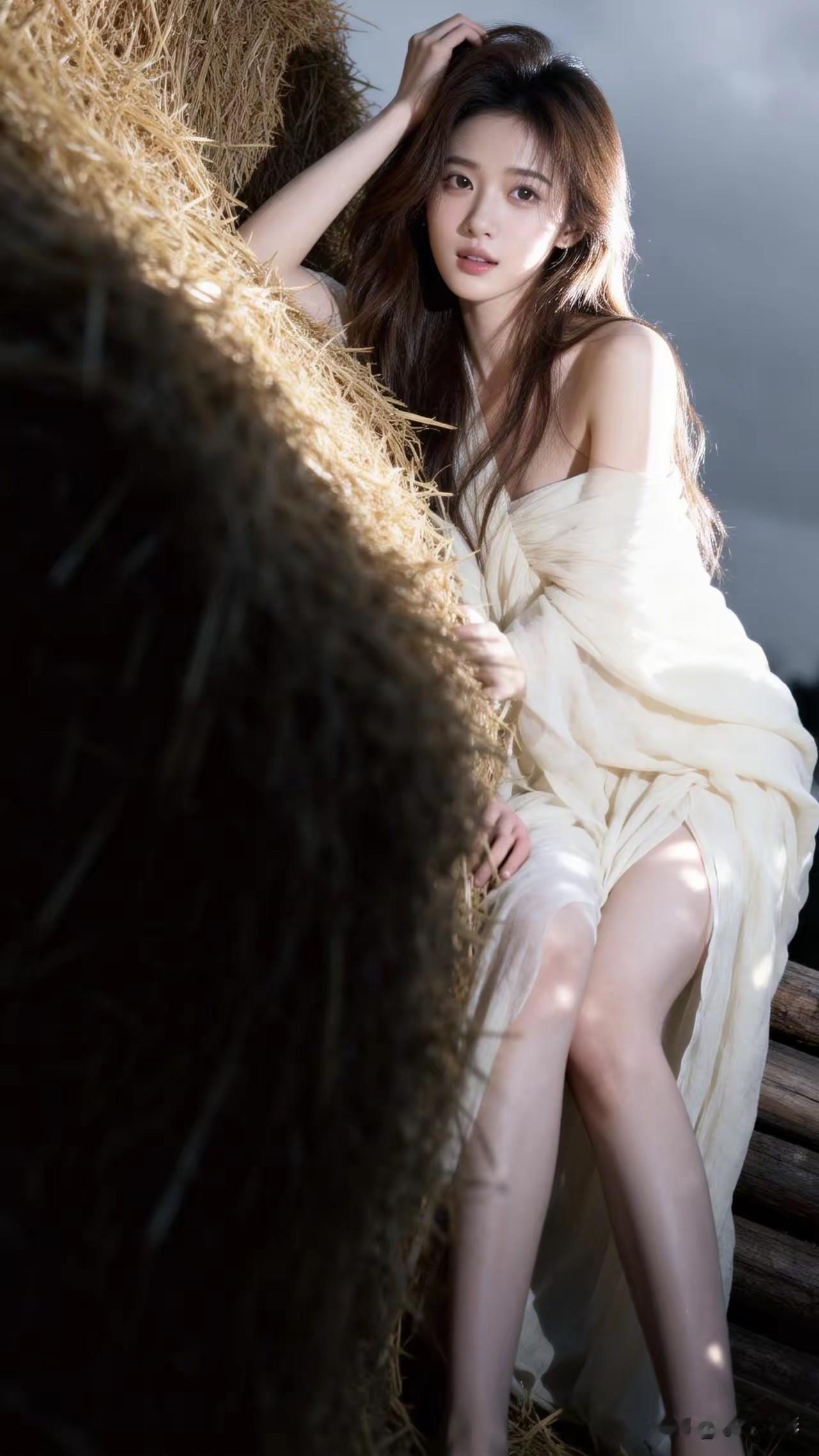 光之影
“田园少女，置身稻草堆，自然光下尽显温柔”🌾💕