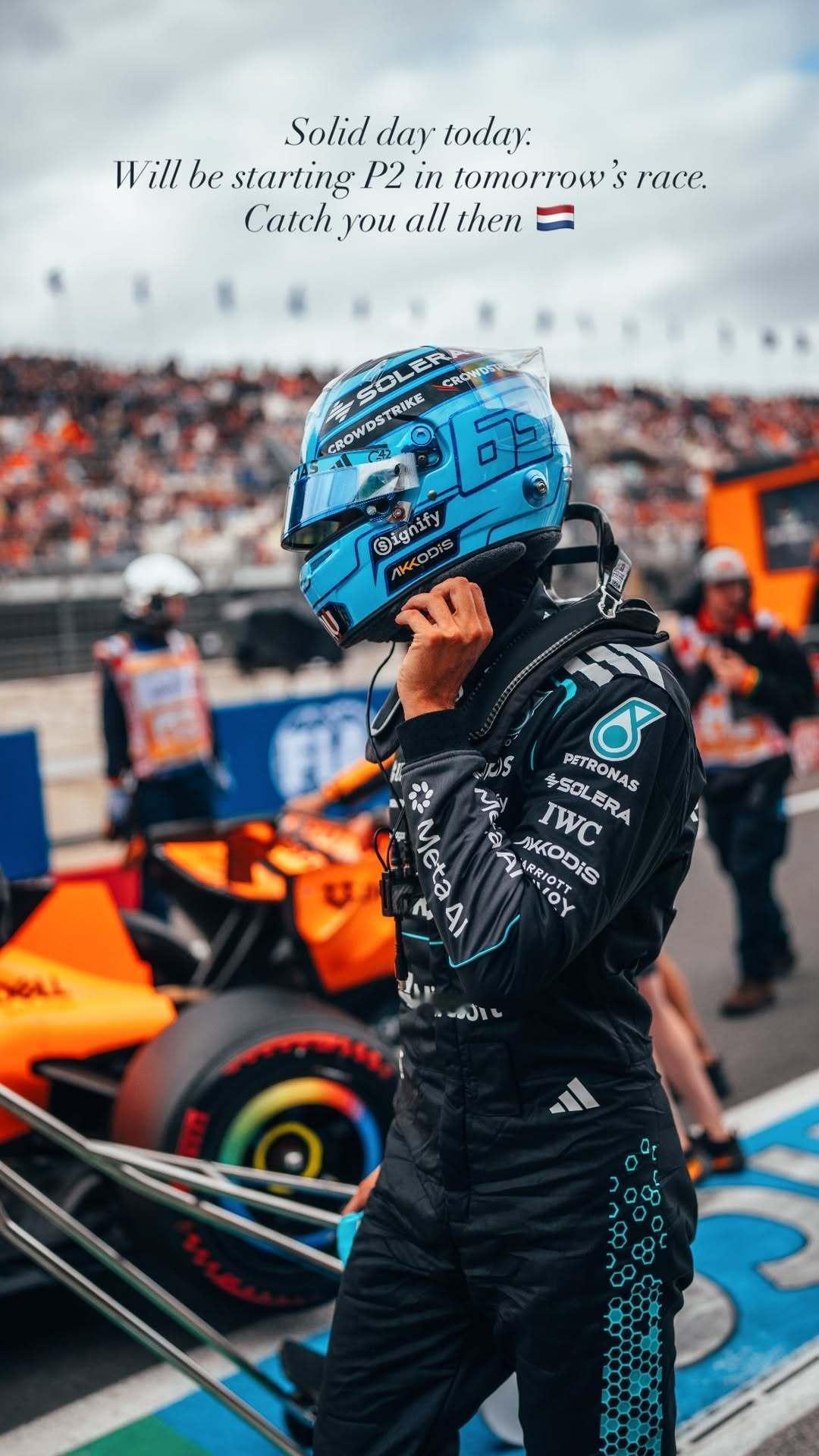GeorgeRussell63发布快拍一则👇🏻今天表现稳健。明天的正赛我将从