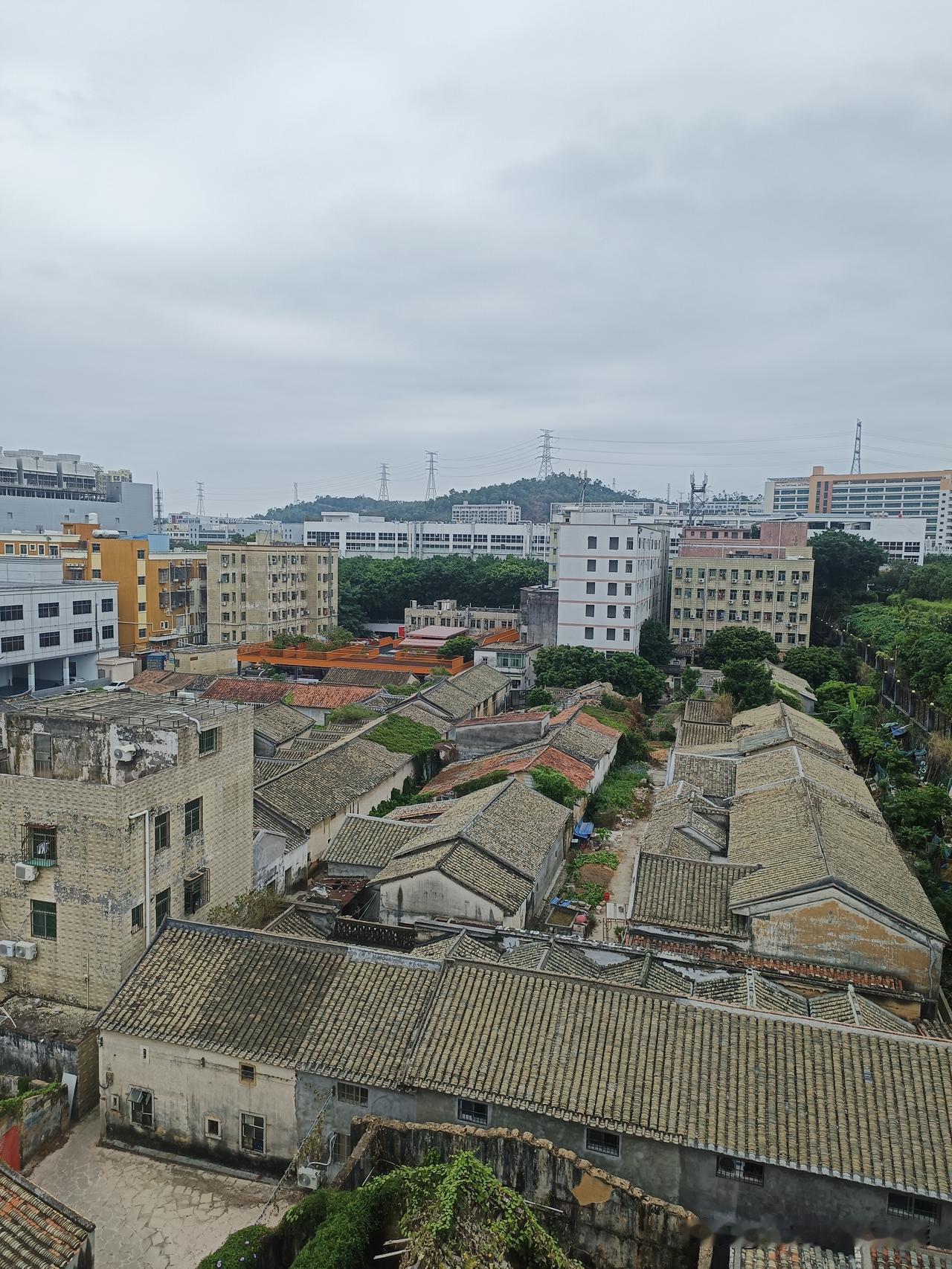 站在这儿看，老房子和新楼房挨在一起，还挺有意思。就像生活一样，既有过去的痕迹，也