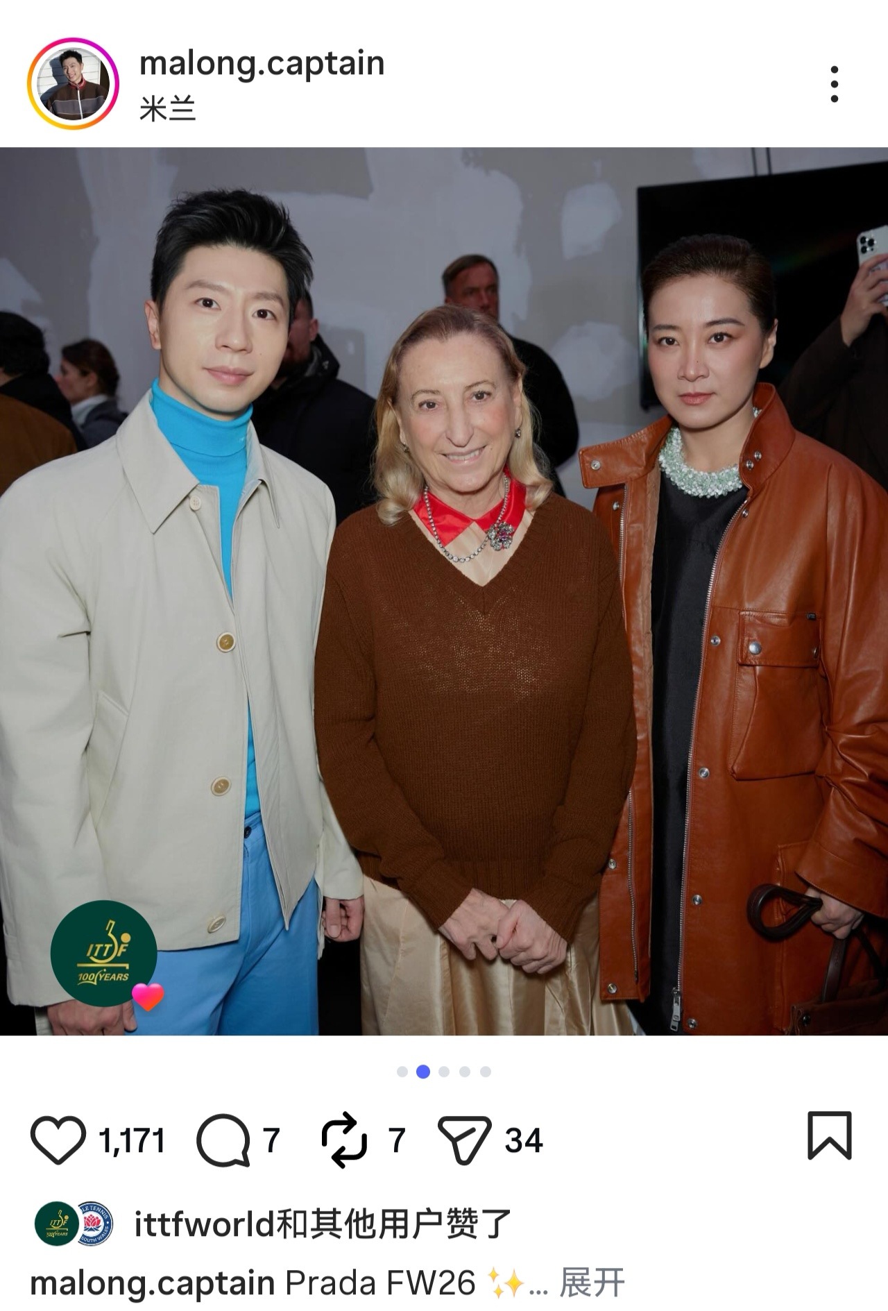 这个粉丝号发的合影合集ittfworld也是嗅到了 