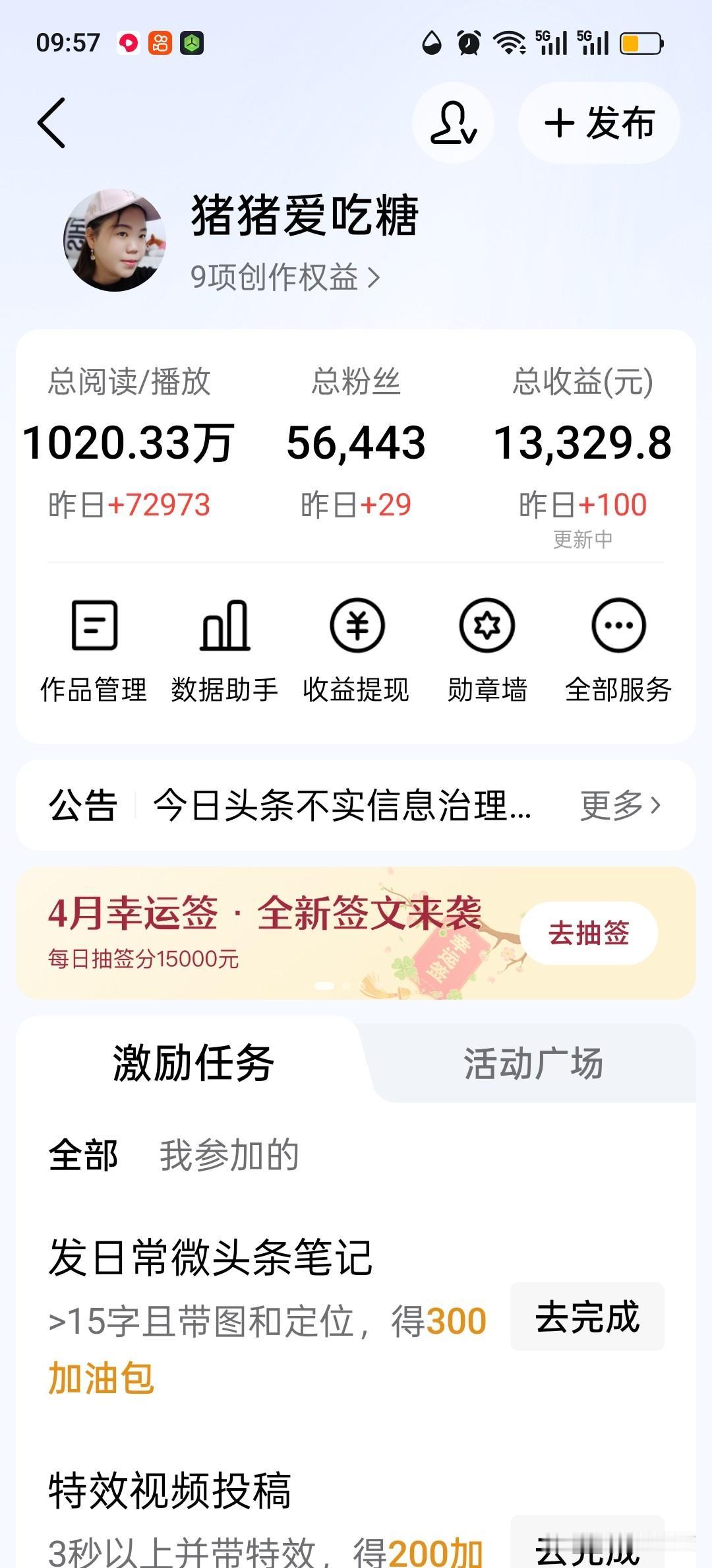早上打开手机太激动了，迎来“开门红”，今天是4月28号，头条给我发奖金了，哇塞，