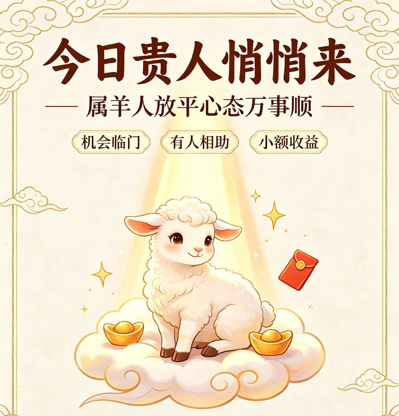 属羊人今日迎来转机，[烟花]
贵人悄悄找上门！！
 
属羊人平日里性子温和，遇事