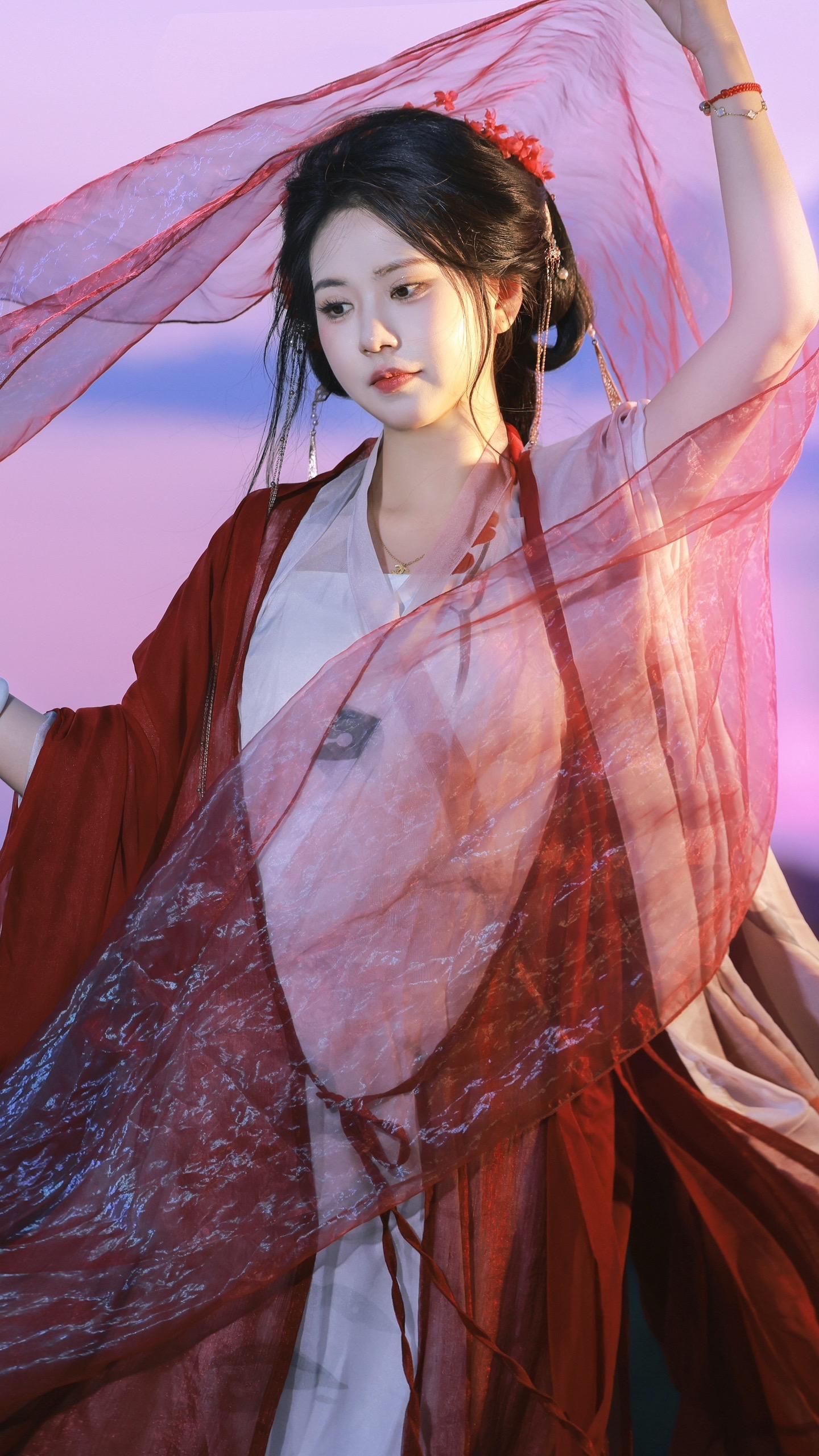 看了一次晚霞 『客』。在山顶看了晚霞～