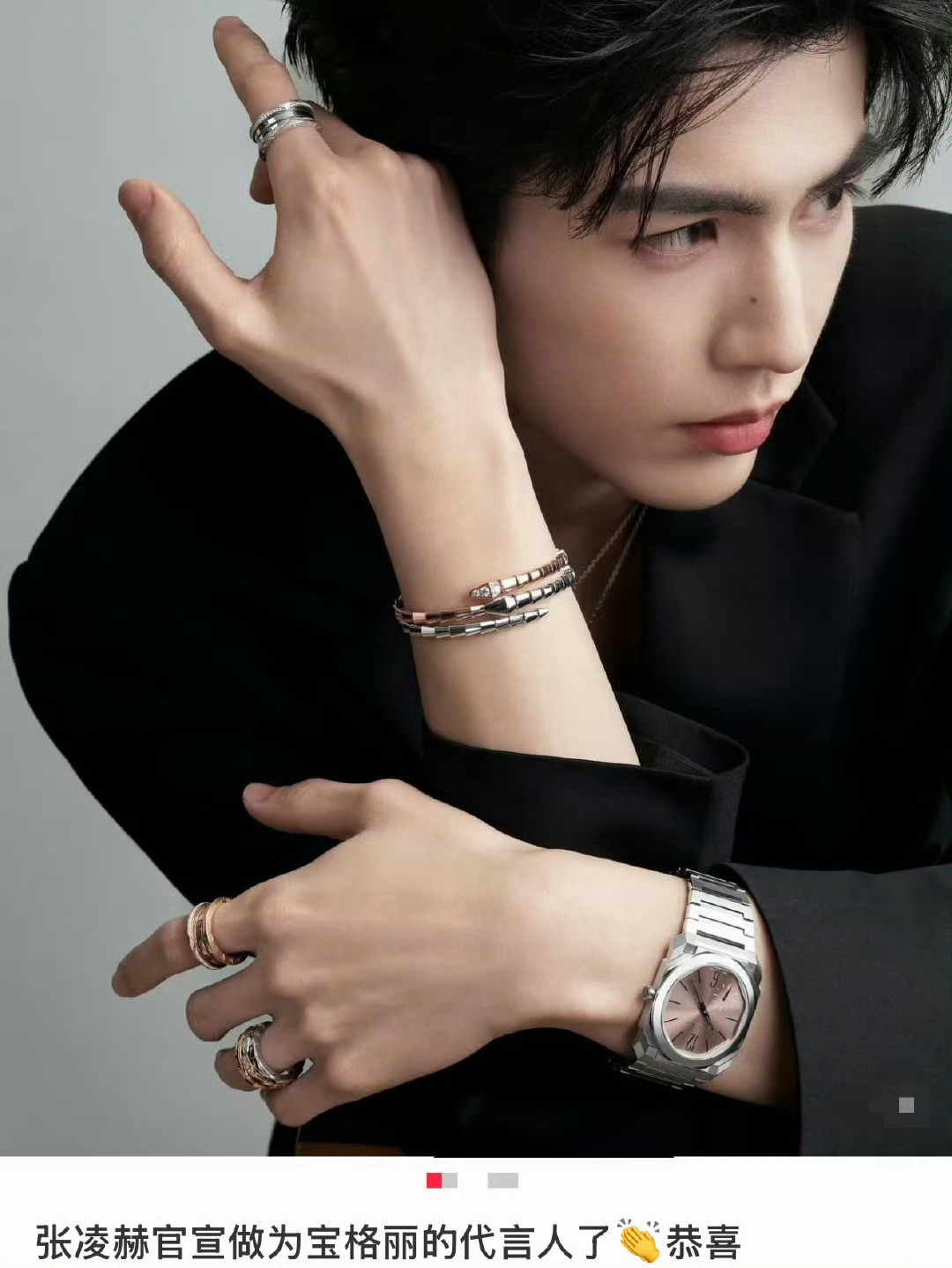 张凌赫宝格丽品牌大使  恭喜我赫无缝又拿下一奢牌！就这个时尚宠儿必须支持！！！ 