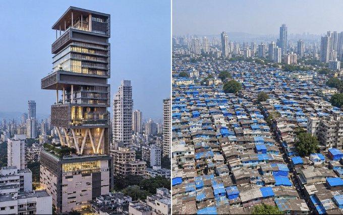 印度孟买有栋私人住宅，高约173米，一共27层。光是停车场，就占了六层。
它叫安