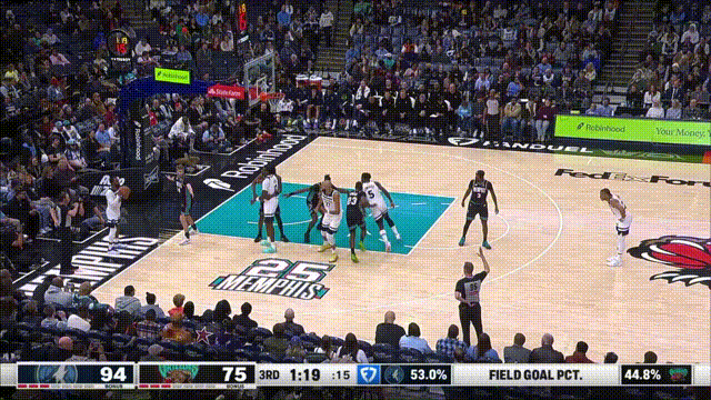 怎么形容森林狼赢灰熊赢了非常多呢？分差大到戈贝尔开始奖励自己了。森林狼vs灰熊N