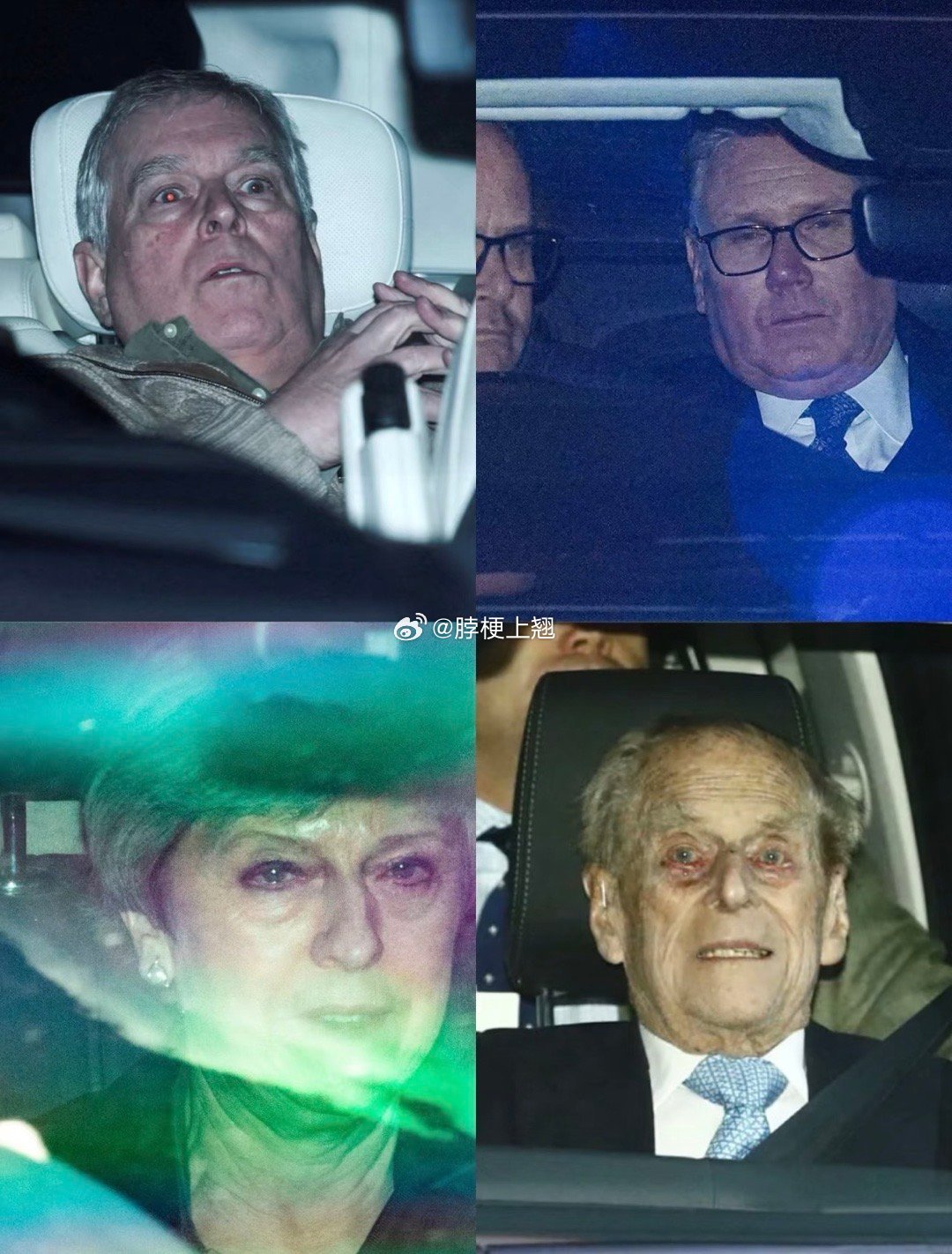 英国特色照片：大晚上的闪光车里的人 