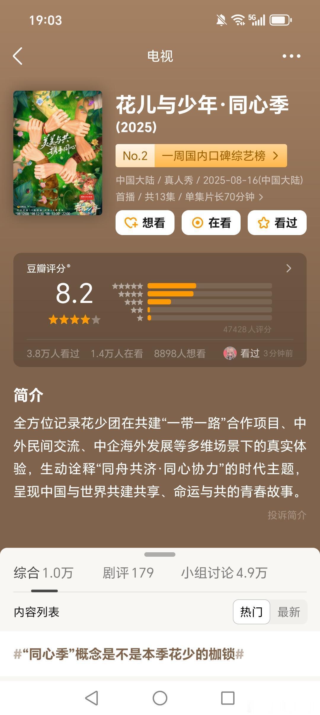 花儿与少年[超话]花少七季收官豆瓣评分8.2花儿与少年同心季 花儿与少年同心季收