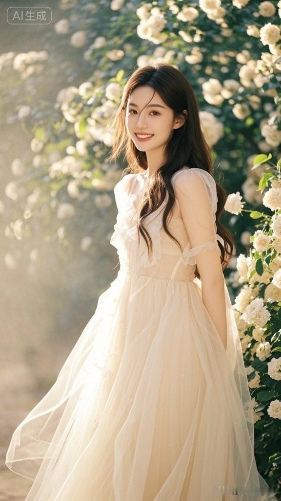 温柔甜美的微笑，阳光下的梦幻少女
