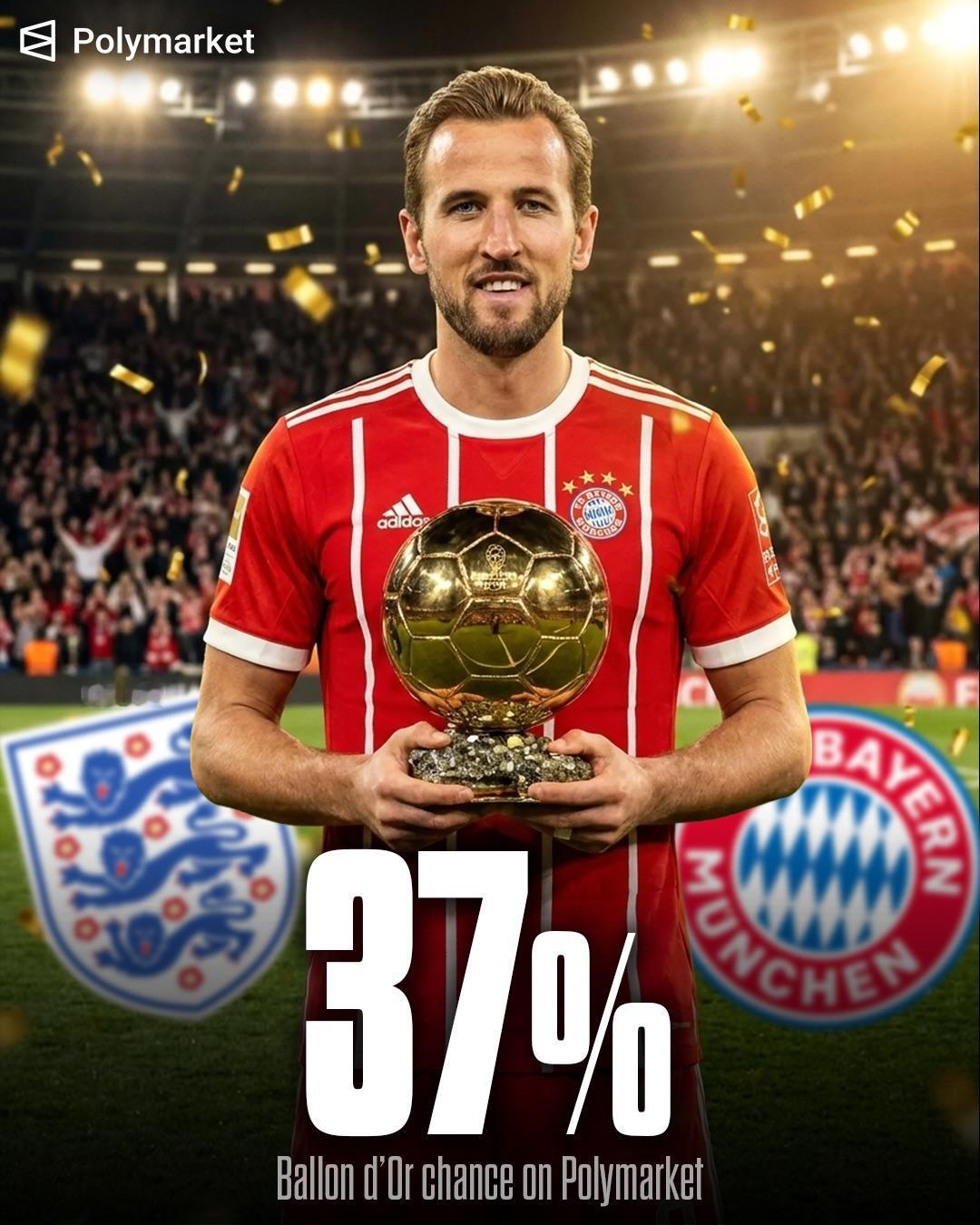 金球奖最新概率：凯恩37%领跑！奥利塞16%第2，姆巴佩14%第3，亚马尔12%