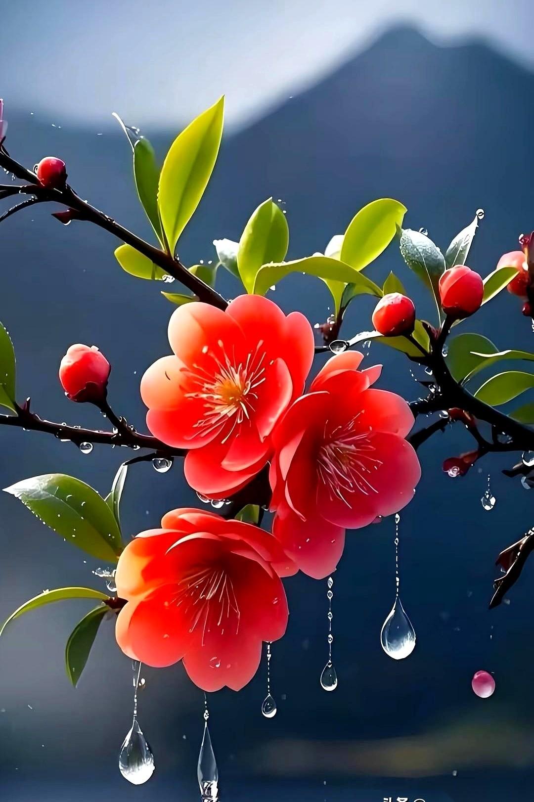 整个世界都被一场春雨洗得褪了色。
山是青灰色的，淡淡的，快要化开的那种。树也是湿