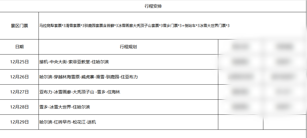 原本也是定的月底五天年假哈尔滨游，贴心的搭子行程都做了，而我因为工作原因去不了，