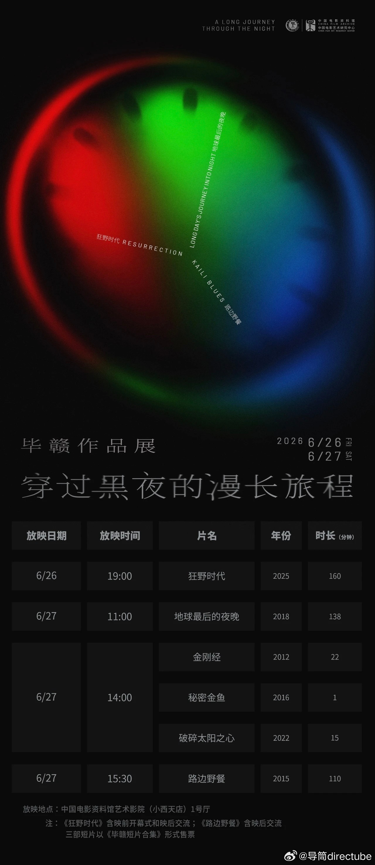 中国电影资料馆将于本月底举行“穿过黑夜的漫长旅程”--毕赣作品展 