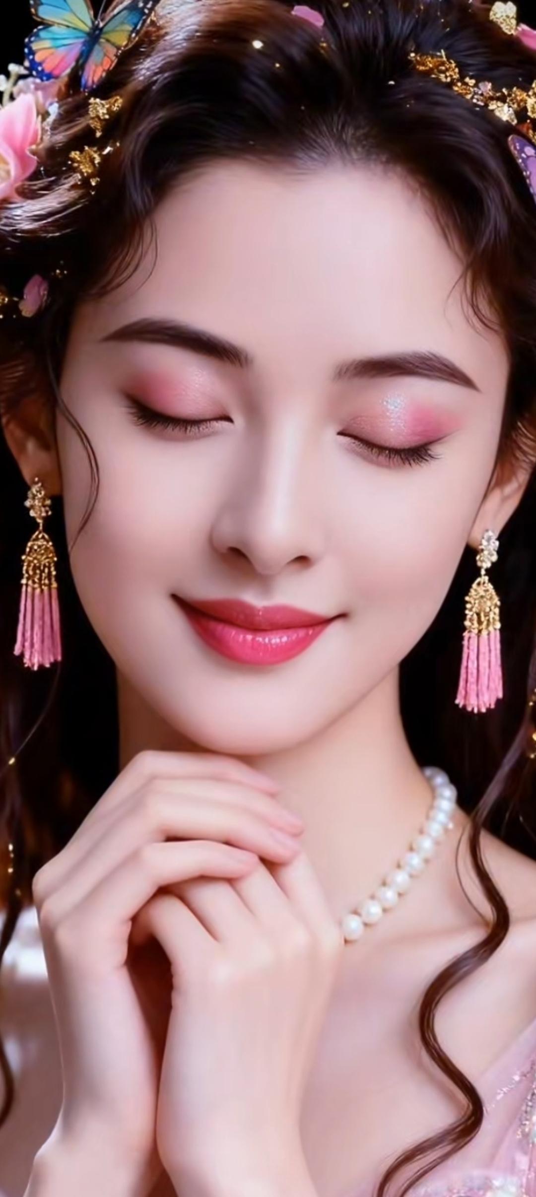 梦幻古风少女，粉黛轻妆，珠光宝气，宛如画中仙子。