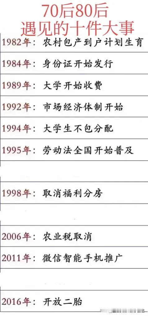 70后80后:读小学收费时，大学免费。
70后80后:读大学收费时，小学免费。
