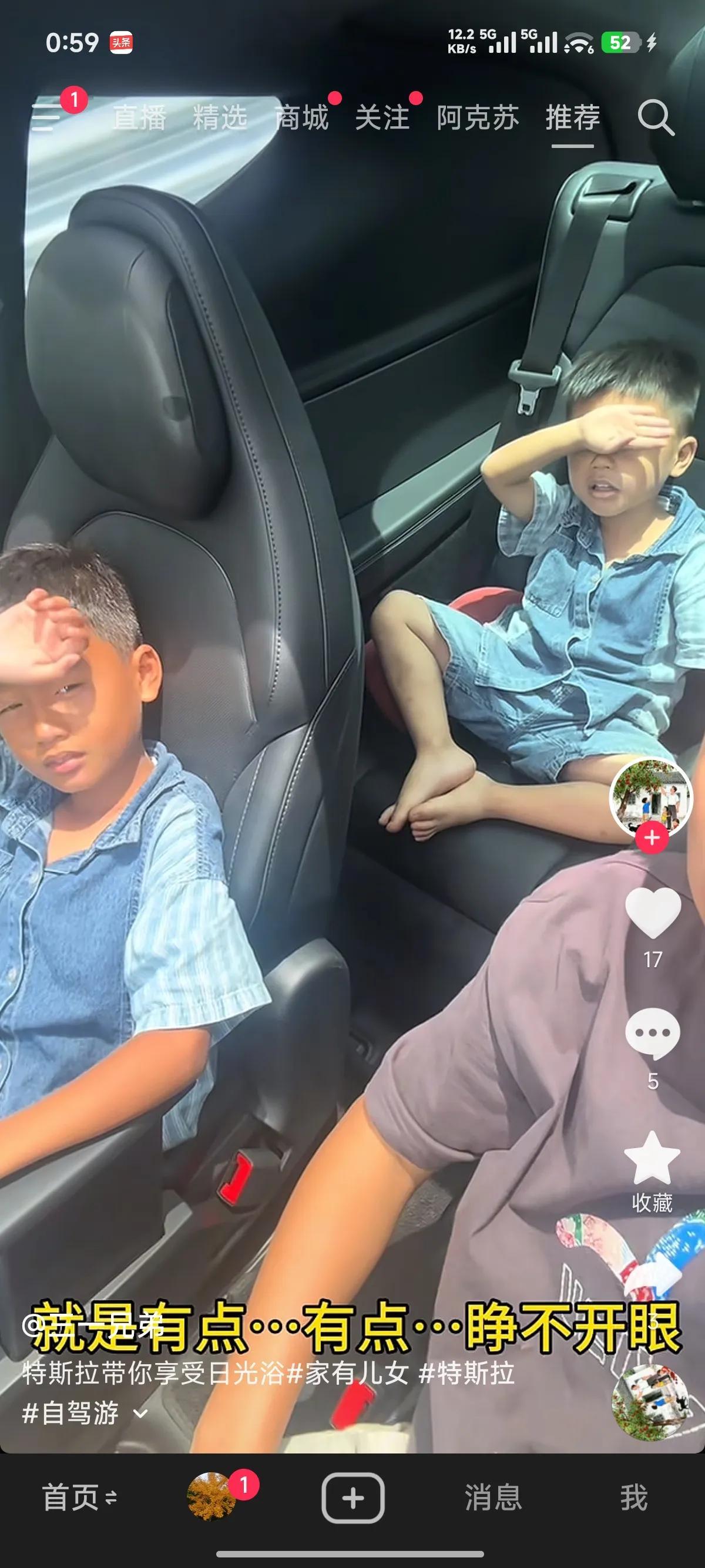 车主表示就是有点睁不开眼

我看了一下车主并没有说真话，两个小孩其实都被晒的挺难
