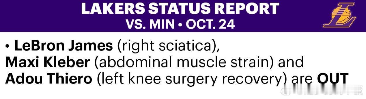 明天对阵森林狼：东契奇可以出战！詹姆斯、迪耶罗、可乐杯继续缺阵。 ​​​