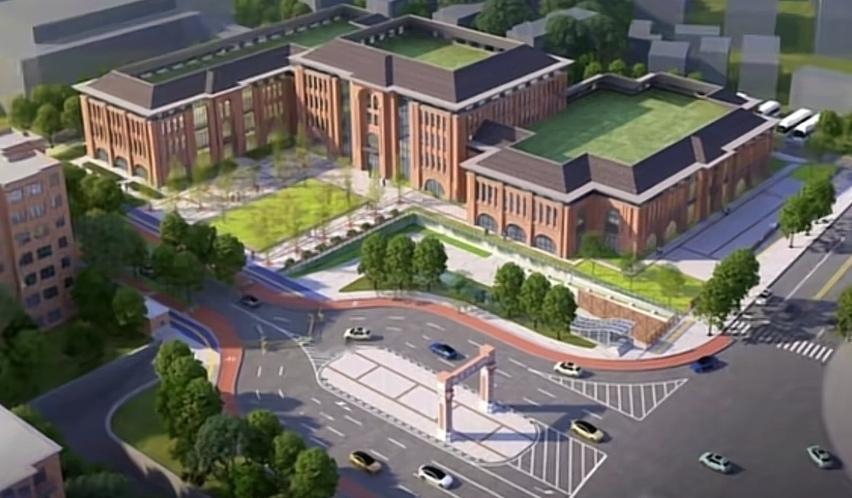 中南大学交叉学科大楼，位于岳麓山校区校门牌坊东北角处，建筑面积26059平方米，