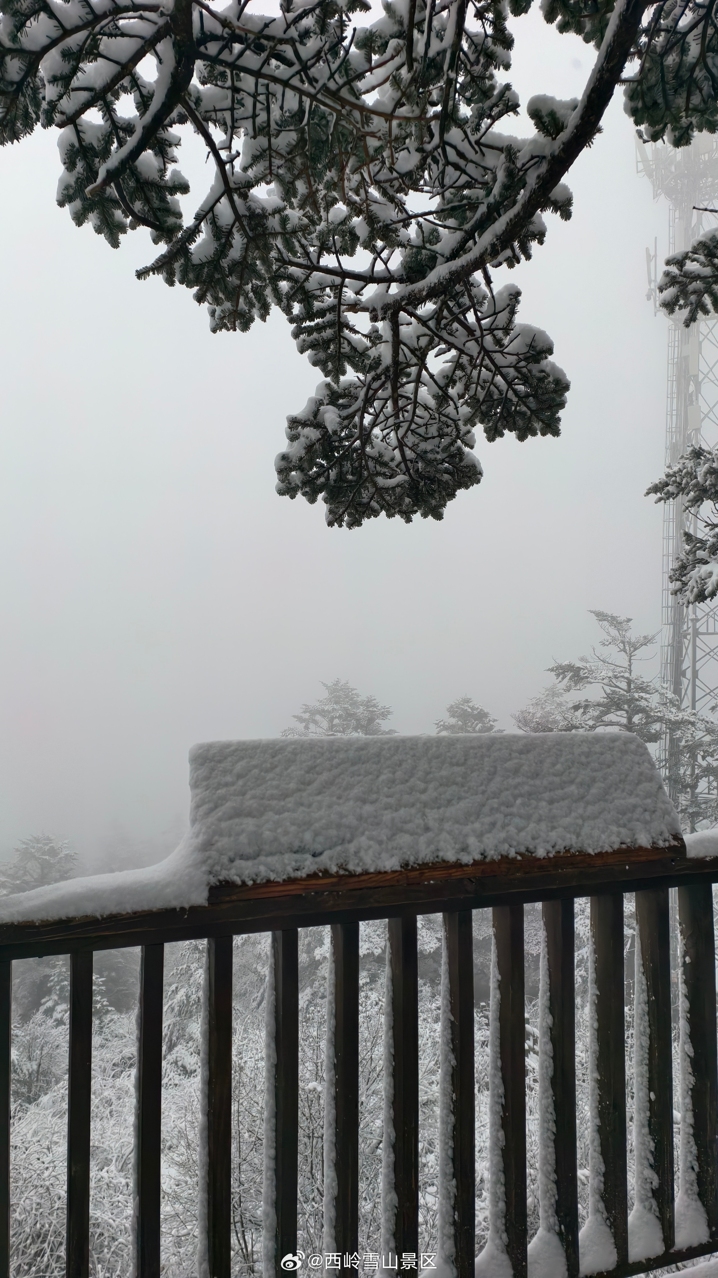 4月13-14日，西岭雪山日月坪再降春雪，积雪厚达8cm，冬春同框，重现「窗含西