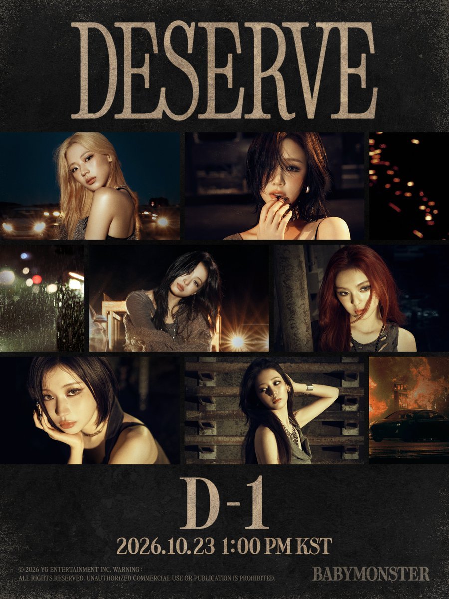BABYMONSTER单曲  D-1海报2026.10.23. 1PM KST 