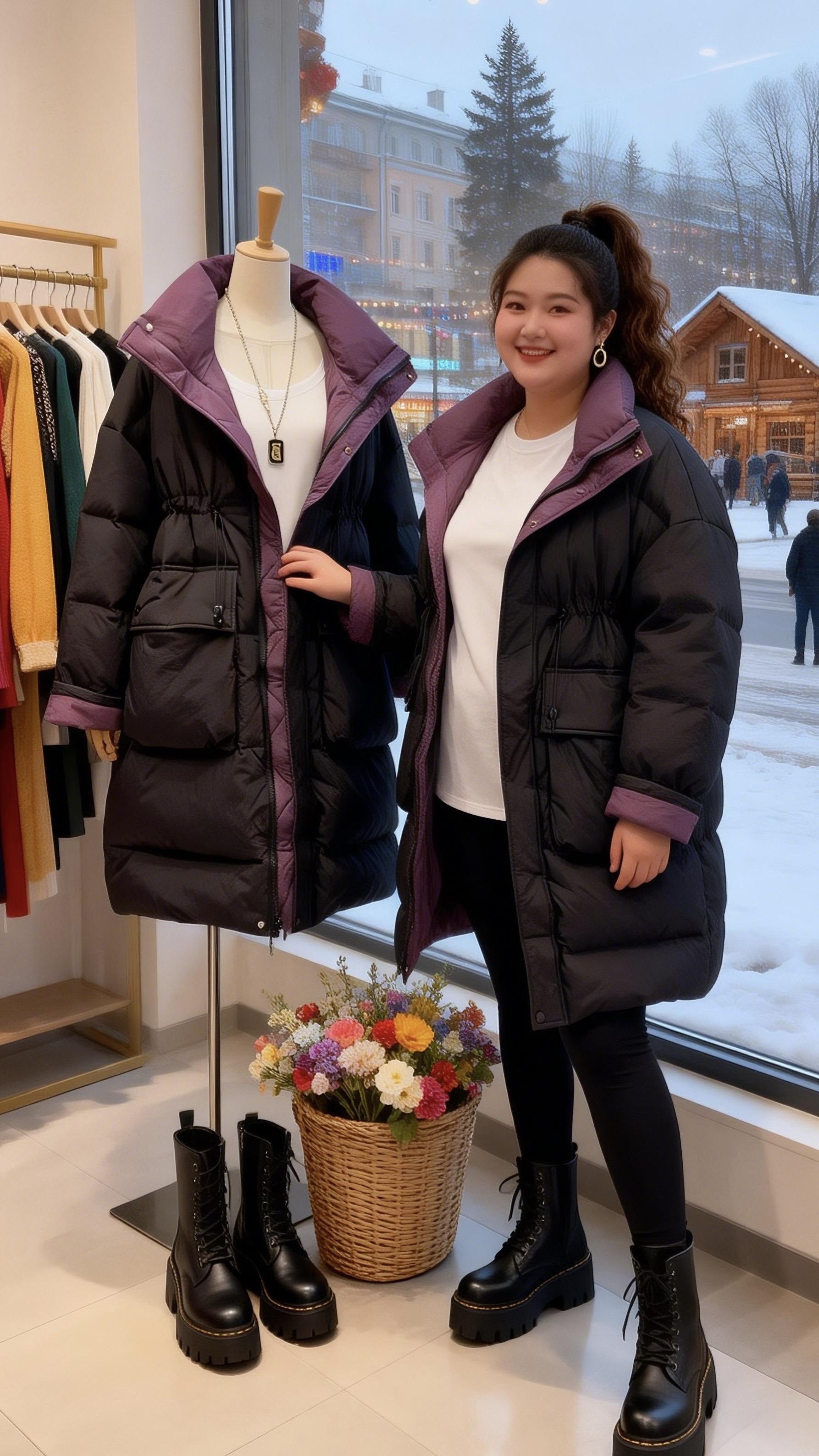 冬季穿搭 中长款外套  加厚保暖 我的初雪穿搭准备好啦 大码女装