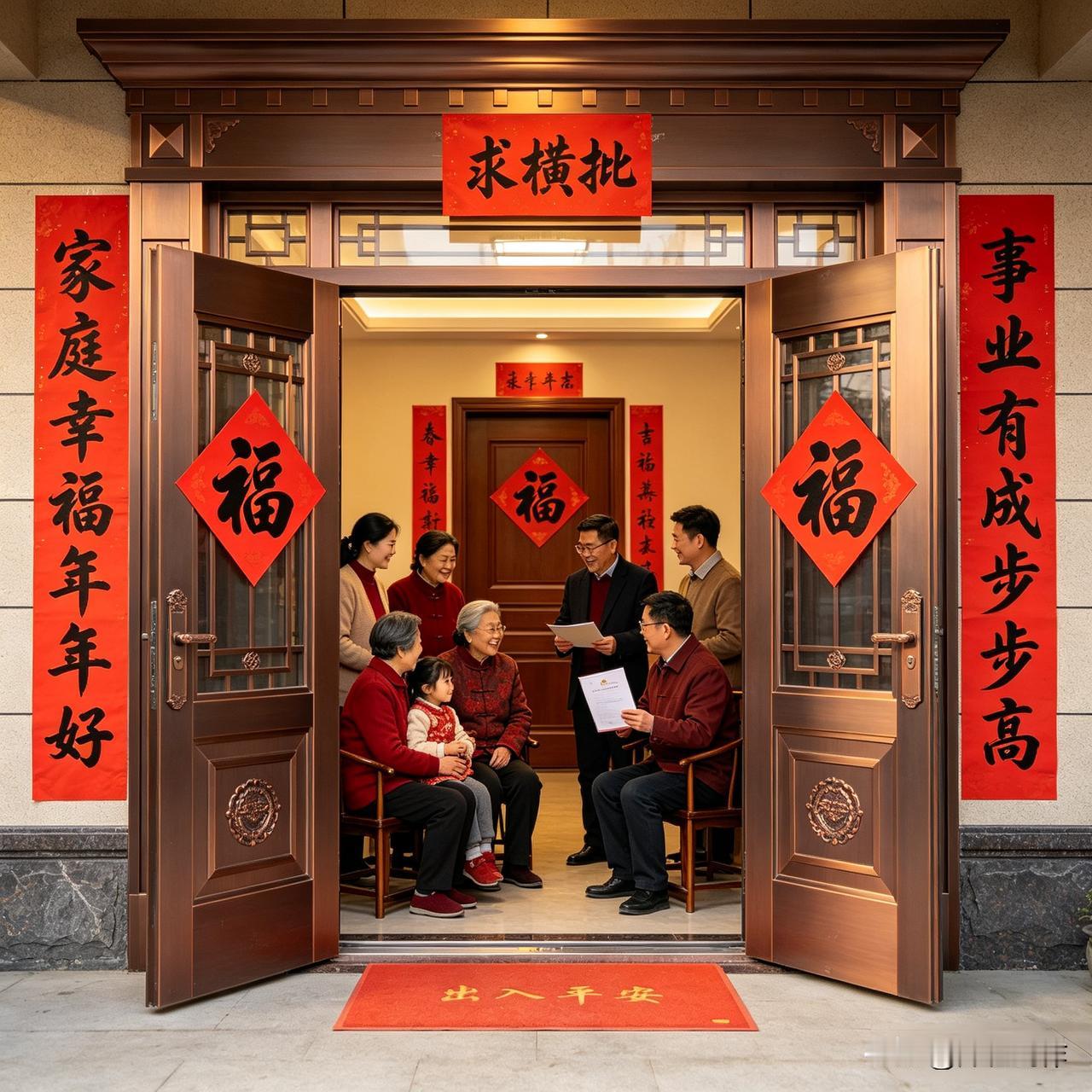 上联：家庭幸福年年好
下联：事业有成步步高
 
这副联满是吉祥愿景，“家庭幸福”