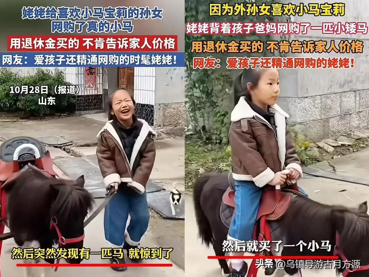 还是隔代亲啊
只因为孙女喜欢看动画片小宝玛丽 ，姥姥就学会了网购，给孙女买一匹真