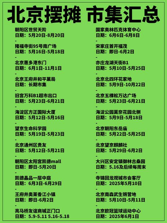 北京摆摊👾创意市集汇总！摆摊找摊位干货