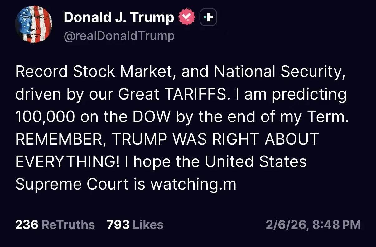 特朗普喊话美股，道琼斯指数要涨到10000万点！
特朗普说他任期内道指将涨到一万