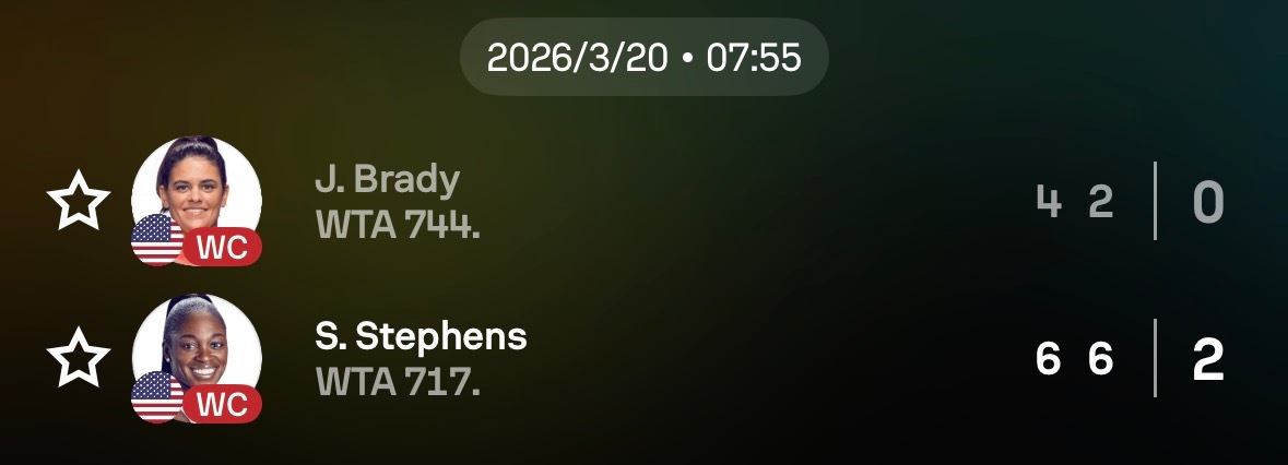 郑钦文迈阿密次轮对手确定：前美网冠军斯蒂芬斯，后者首轮64 62淘汰了布雷迪。H