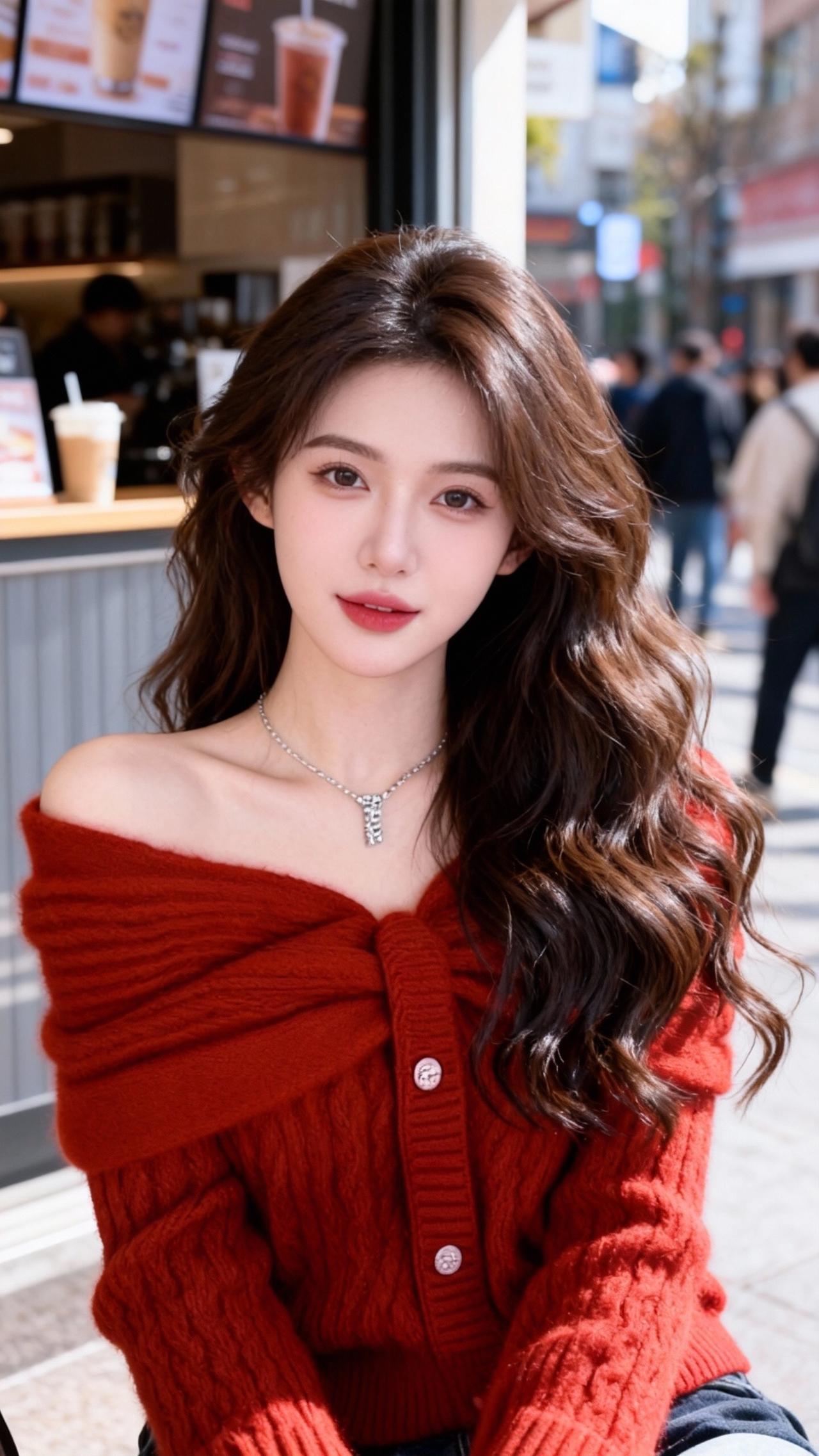 红色 毛衣穿搭 抖音推广 新年穿搭 慵懒风穿搭