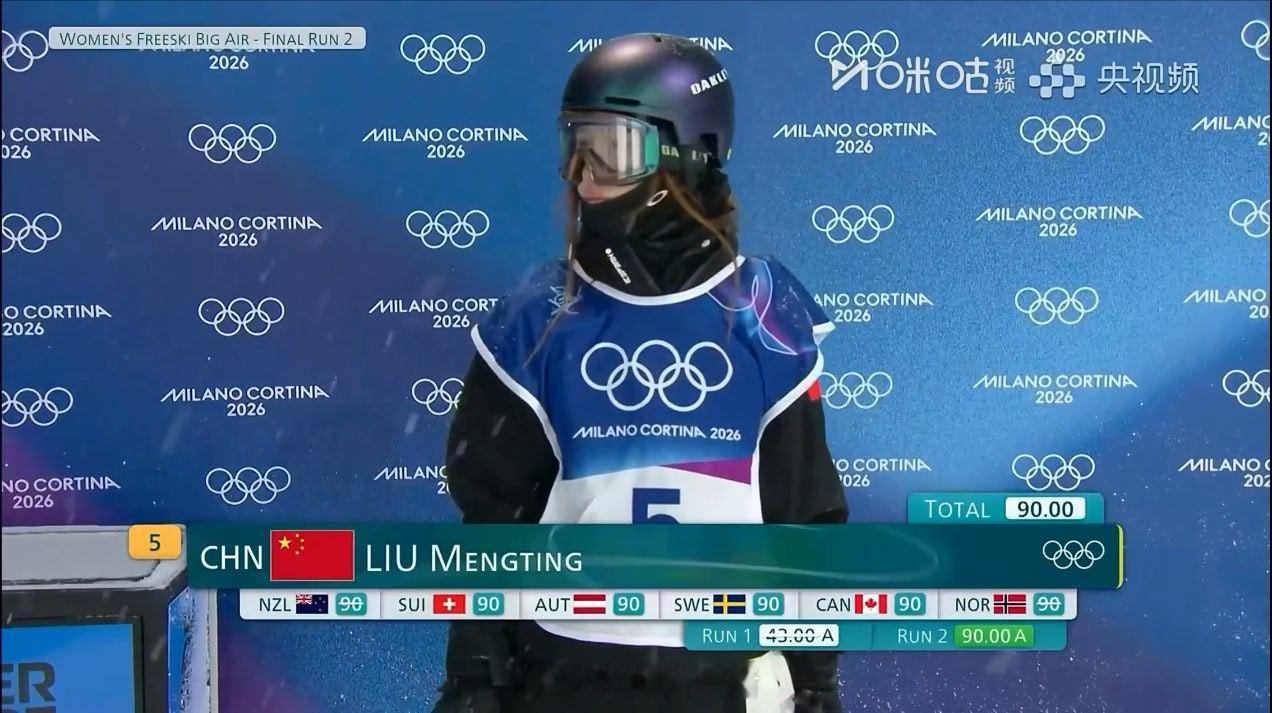 妈诶，刘梦婷第二滑也来个90分，只要第三滑滑的好，她也有拿牌机会。感觉今天所有选