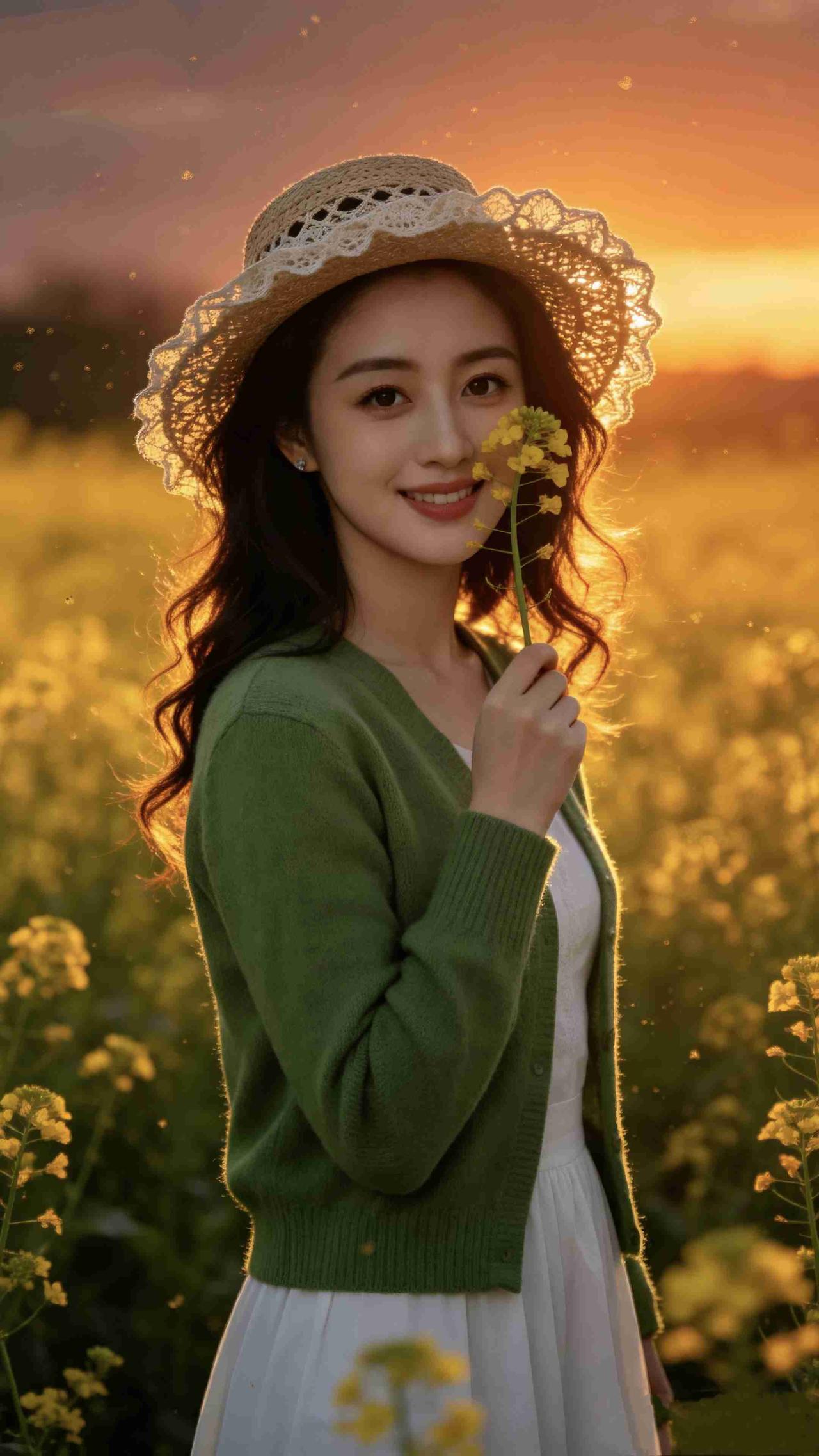 我的今日状态：😁轻松愉快
我这里的天气：☀️晴天
《花田暮色》
 
夕阳把天空