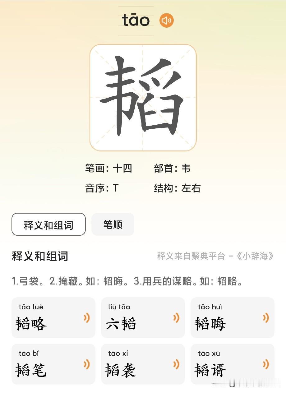 科普一个字“韬”
发音为tao
不是dao
这个字多了一个专有名词
“韬定律”